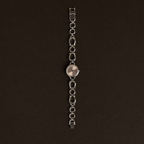 Fortuna Link — Silver Bracelet Watch with Horseshoe Detail