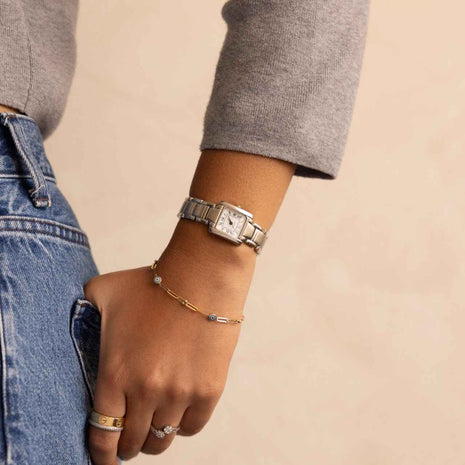 Silver Roman Dial Tank Watch