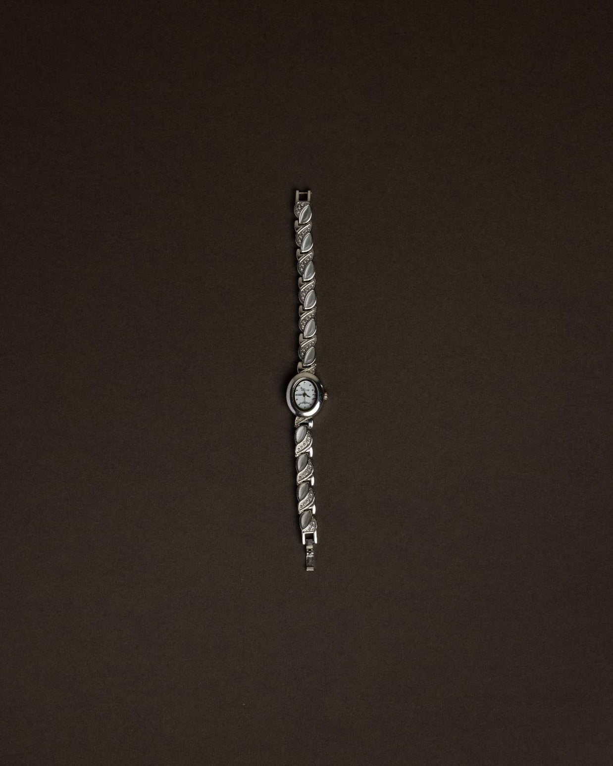 Silver Petite Bracelet Watch with Pearl-Iridescent Detail