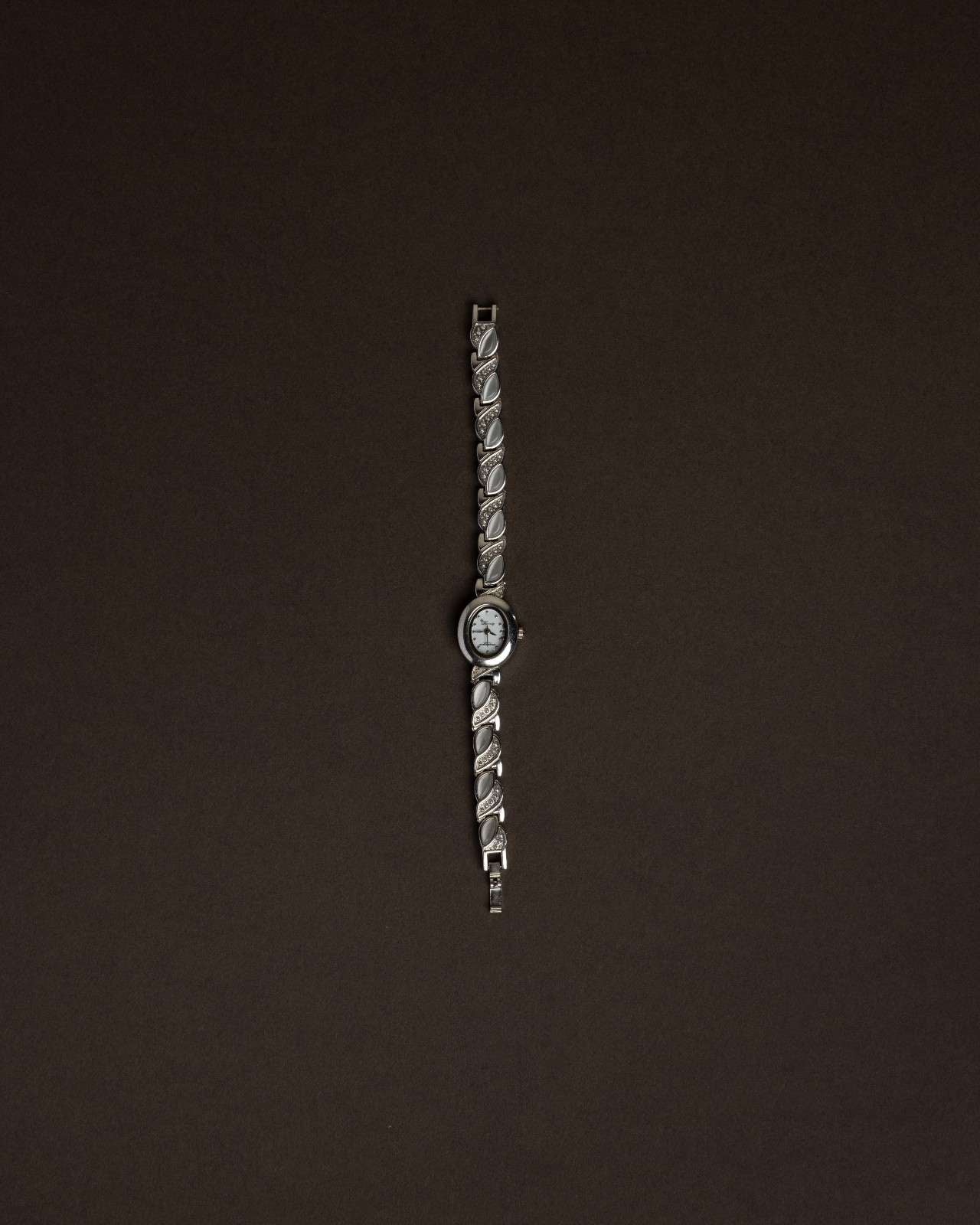 Silver Petite Bracelet Watch with Pearl-Iridescent Detail