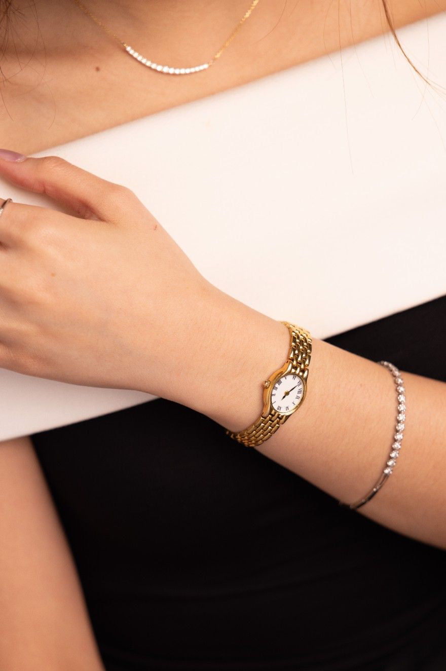 Classic Gold Petite Oval Roman Numeral Watch