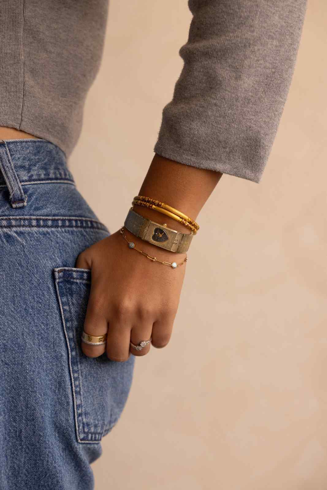 Gold Heart Bracelet Watch