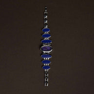 Funky Silver & Electric Purple-Blue Oval Bracelet Watch
