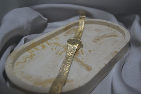 Vintage Gold Textured Heart-Shaped Watch