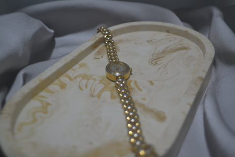 Gold-Tone Petite White Dial Bracelet Watch