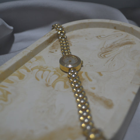 Gold-Tone Petite White Dial Bracelet Watch