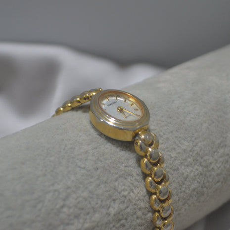 Gold-Tone Petite White Dial Bracelet Watch