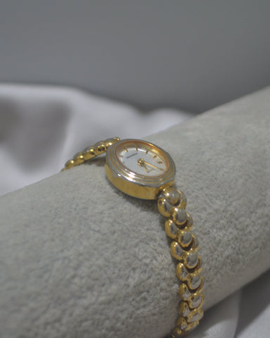 Gold-Tone Petite White Dial Bracelet Watch