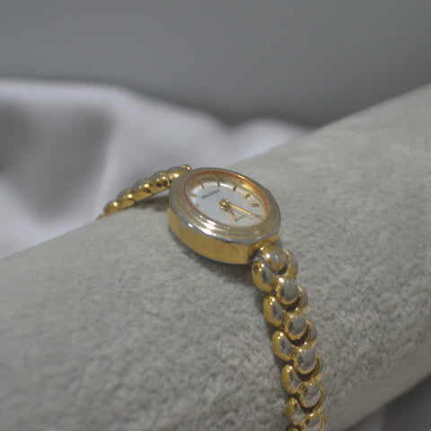 Gold-Tone Petite White Dial Bracelet Watch