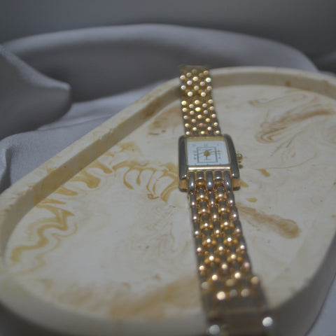 Rectangular Gold-Tone Watch