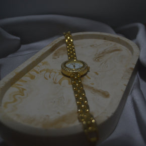 Round Gold Crystal-Accent Watch