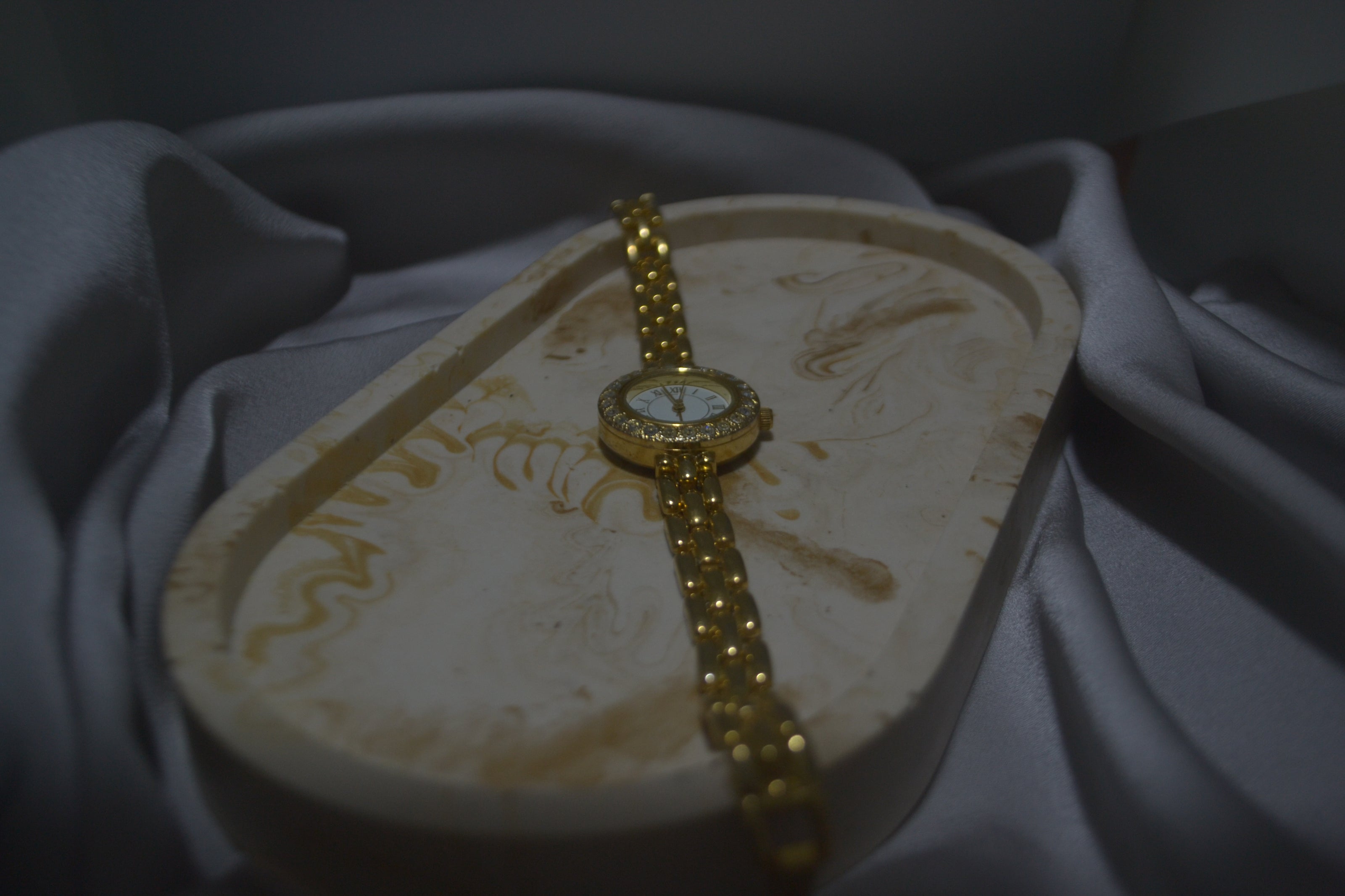 Round Gold Crystal-Accent Watch