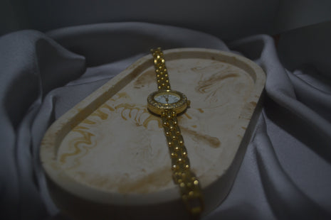 Round Gold Crystal-Accent Watch