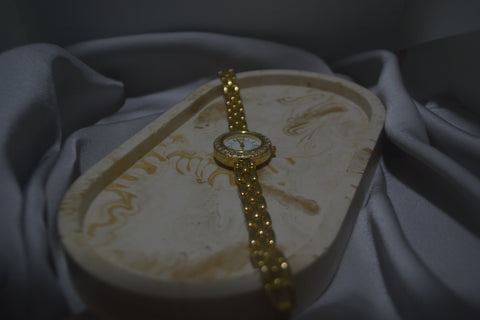 Round Gold Crystal-Accent Watch