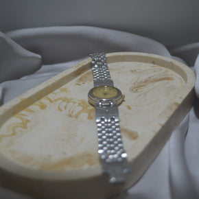 Classic Silver Watch with Gold-Tone Dia