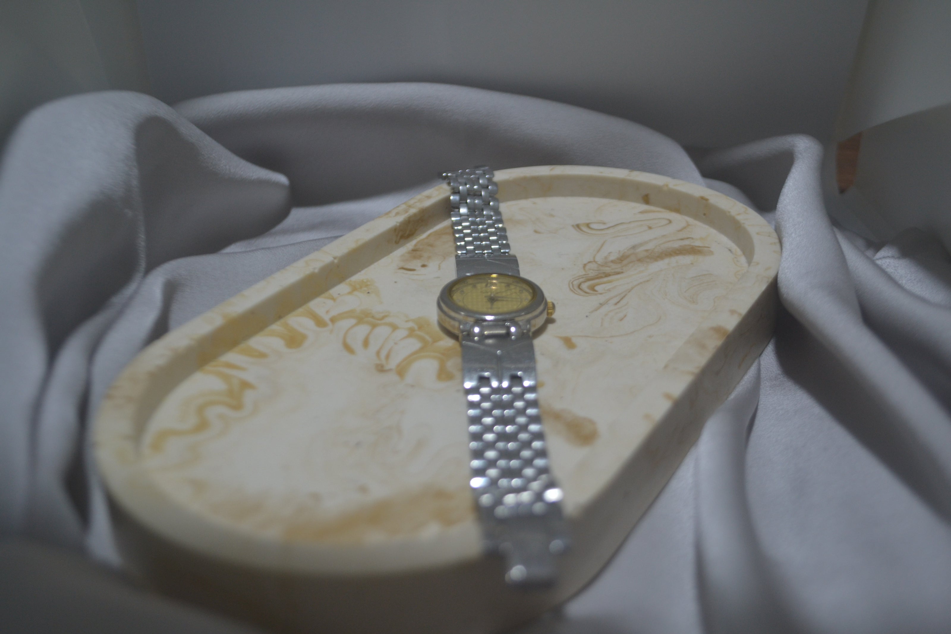 Classic Silver Watch with Gold-Tone Dia