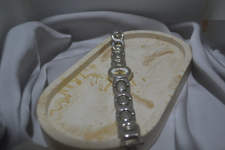 Silver Round Classic Chunky Watch