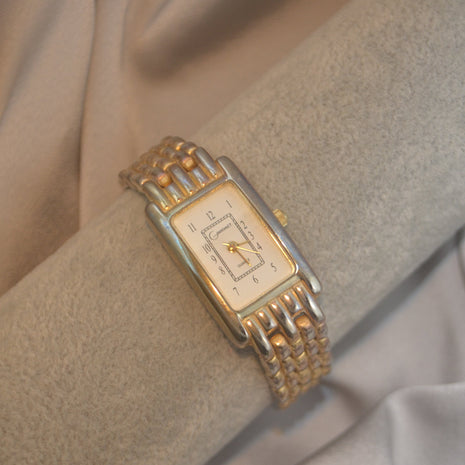 Rectangular Gold-Tone Watch