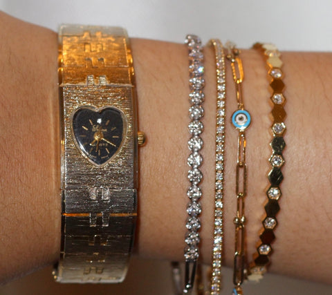 Stunning Gold Heart Bracelet Watch
