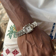 Silver Roman Dial Tank Watch