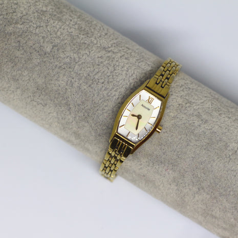 Thin Gold Pearl Face Watch