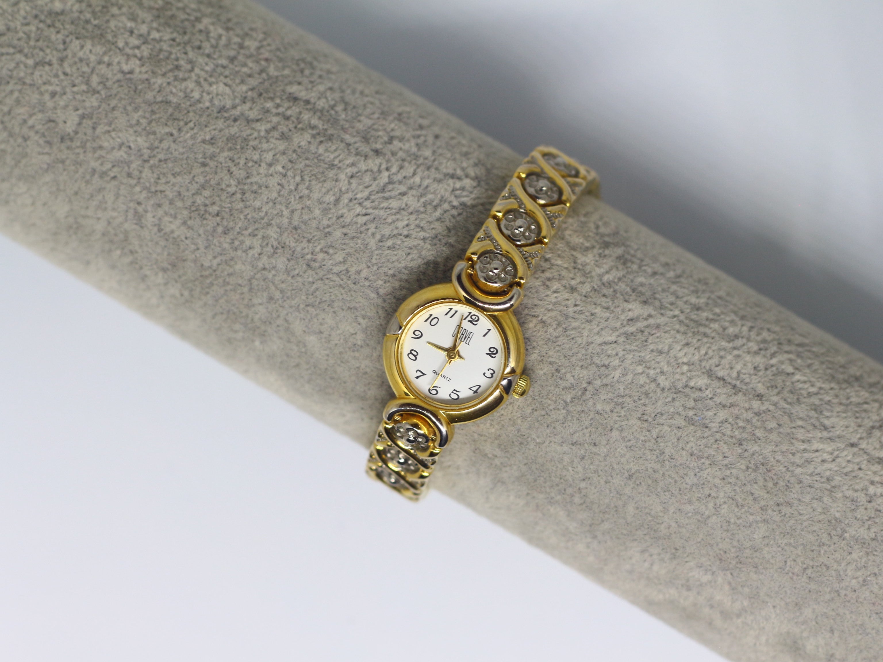 Gold & Diamante Small Round Dial Watch
