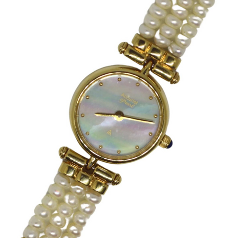 Gold & Pearl-Style Dress Watch