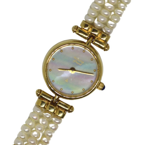 Gold & Pearl-Style Dress Watch