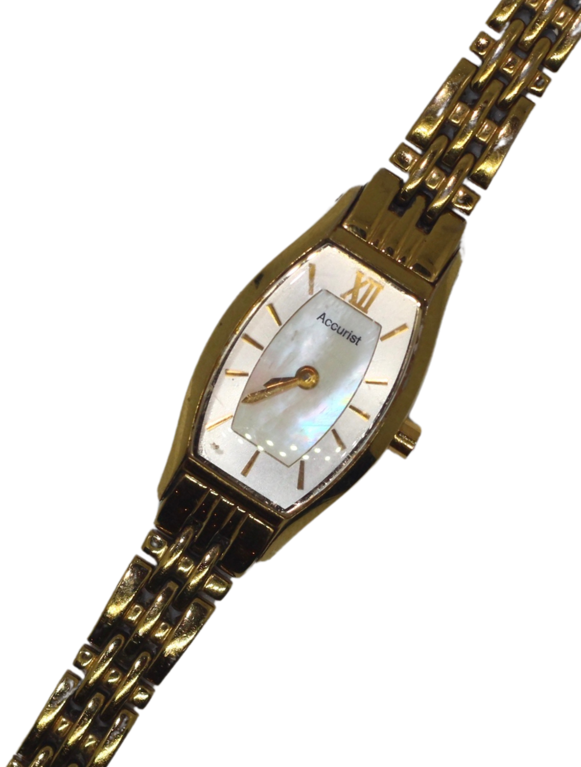 Thin Gold Pearl Face Watch