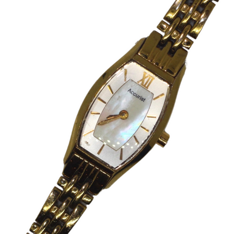 Thin Gold Pearl Face Watch